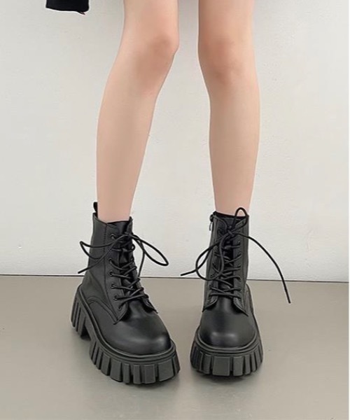 Burner(バーナー)の「【OKUOKU 0909】厚底 ラグソール レースアップブーツ oku-shoes-682225823348-37(ブーツ・レディース・B/D/A/C・36/40/38/39)」の8枚目の写真