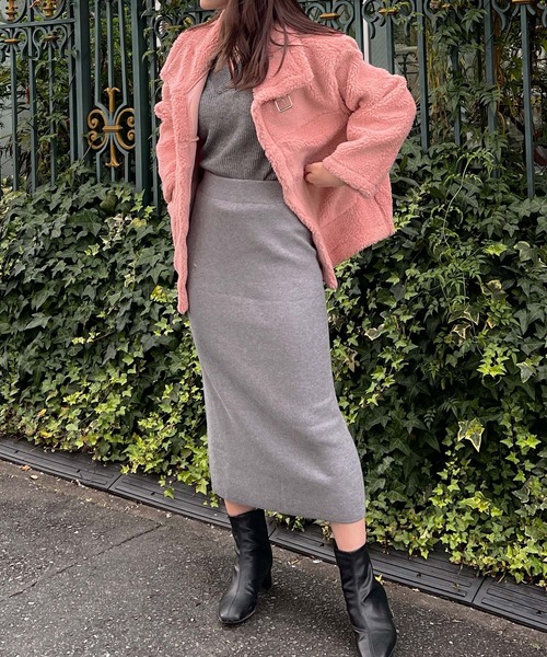 Lamoa（ラモア）の「Lamoa/ビックシルエット ボア ジャケット コート（ムートンコート・レディース・アイボリー/ライトグリーン/ブルー/ピンク・FREE）」の19枚目の写真