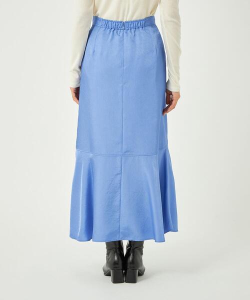green label relaxing（グリーンレーベルリラクシング）の「ワッシャー サテン マーメイド スカート（スカート・レディース・ナチュラル/ライトブルー/ネイビー・38/36）」の6枚目の写真