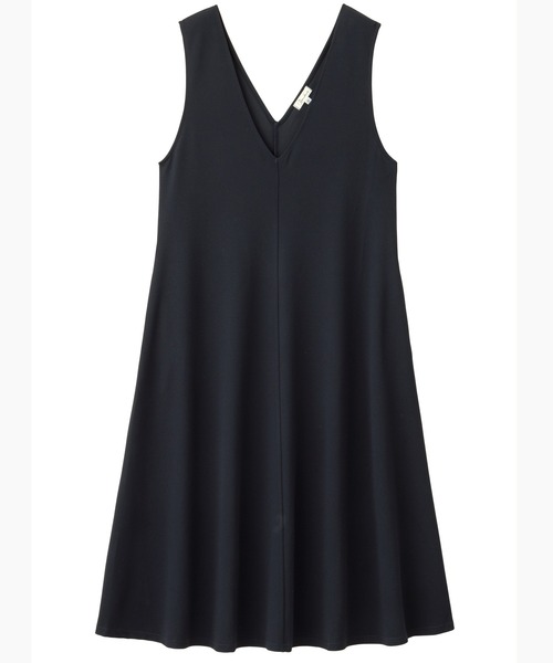 セール】Vネックスムースワンピース/ジャンパースカート（ロング丈