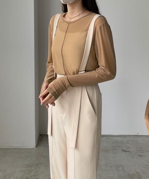 Louere（ルエレ）の「シアーフィンガーホールトップス（Tシャツ/カットソー・レディース・クリーム/ブラック/ベージュ・SMALL/MEDIUM/LARGE）」の16枚目の写真