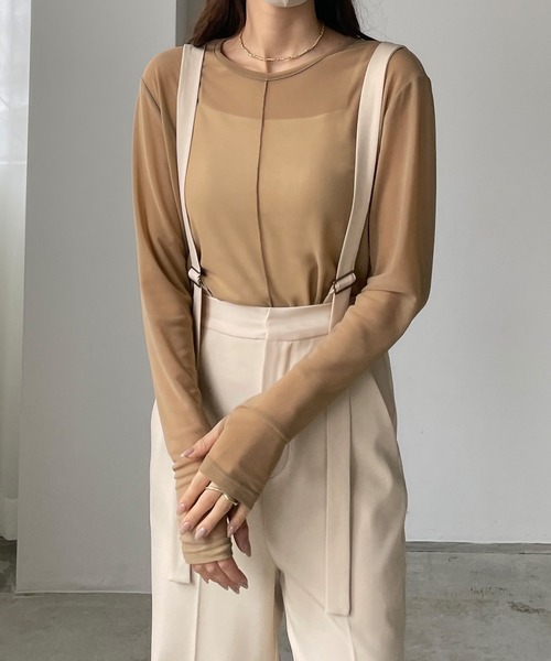 Louere（ルエレ）の「シアーフィンガーホールトップス（Tシャツ/カットソー・レディース・クリーム/ブラック/ベージュ・SMALL/MEDIUM/LARGE）」の17枚目の写真