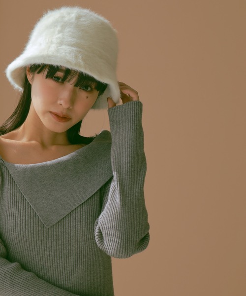 N WITH.（エヌウィズ）の「ファーバケットハット（ハット・レディース・ホワイト/ブラック・FREE）」の2枚目の写真