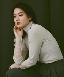Happy John | docking sheer turtleneck tops/ドッキングシアータートルネックトップス(Tシャツ/カットソー)