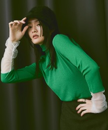 Happy John | docking sheer turtleneck tops/ドッキングシアータートルネックトップス(Tシャツ/カットソー)