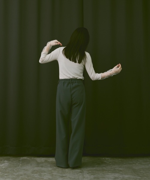 Happy John（ハッピージョン）の「docking sheer turtleneck tops/ドッキングシアータートルネックトップス（Tシャツ/カットソー・レディース・ナチュラル/ブラック/グリーン・FREE）」の20枚目の写真