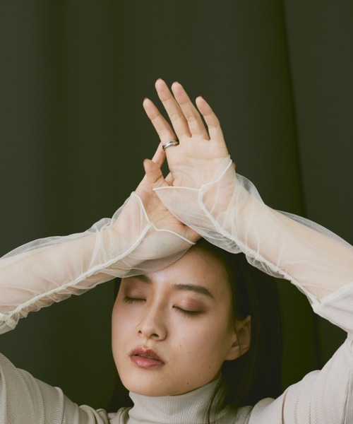 Happy John（ハッピージョン）の「docking sheer turtleneck tops/ドッキングシアータートルネックトップス（Tシャツ/カットソー・レディース・ナチュラル/ブラック/グリーン・FREE）」の13枚目の写真