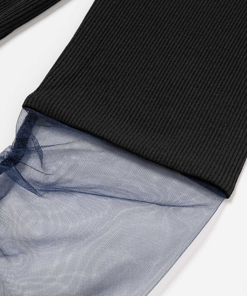 Happy John（ハッピージョン）の「docking sheer turtleneck tops/ドッキングシアータートルネックトップス（Tシャツ/カットソー・レディース・ナチュラル/ブラック/グリーン・FREE）」の8枚目の写真