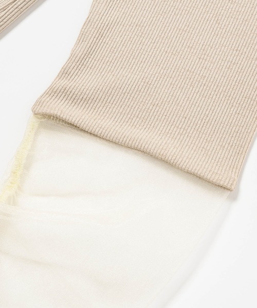 Happy John（ハッピージョン）の「docking sheer turtleneck tops/ドッキングシアータートルネックトップス（Tシャツ/カットソー・レディース・ナチュラル/ブラック/グリーン・FREE）」の15枚目の写真