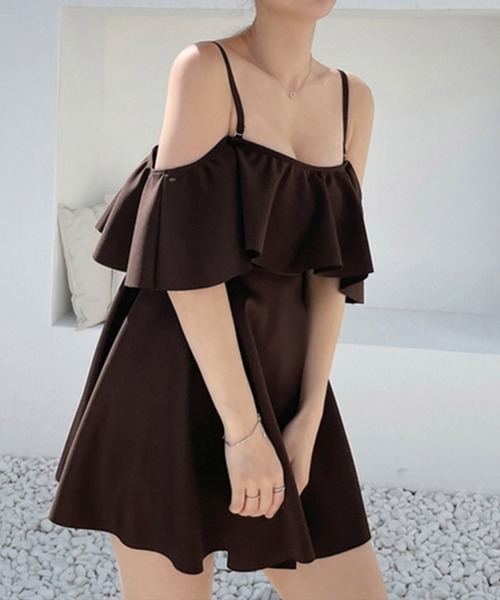 Dita Muaj.(ディータムアージュ)の「2way オールフリルブラウンワンピース 水着(水着・レディース・ブラウン・L/XL/M)」の6枚目の写真