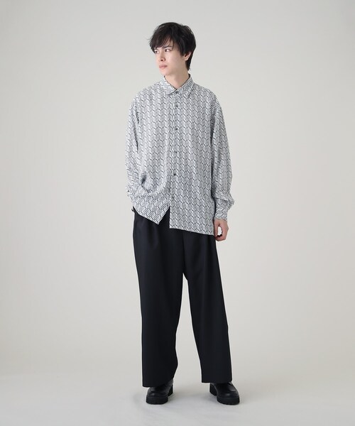 tk.TAKEO KIKUCHI（ティーケータケオキクチ）の「◆エステルバギーワイドパンツ（その他パンツ・メンズ・ホワイト/ブラック・02/03）」の13枚目の写真