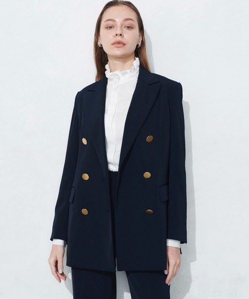 N.O.R.C by the line(ノークバイザライン)の「金ボタンダブルジャケット(テーラードジャケット・レディース・ベージュ/ネイビー・M/S)」の3枚目の写真