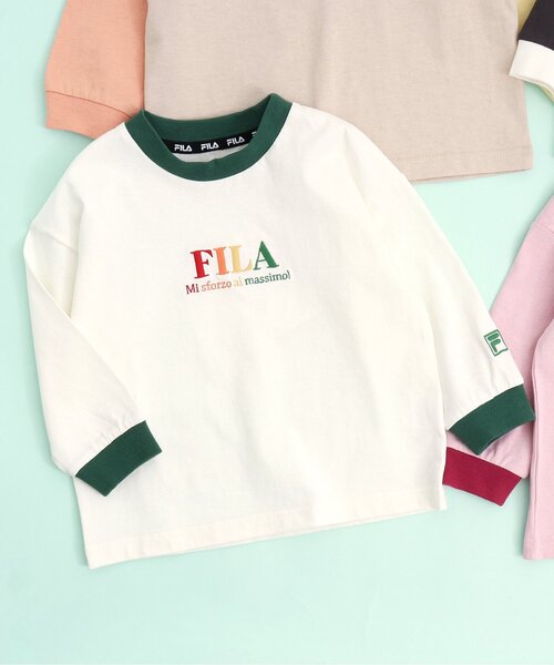 FILA（フィラ）の「FILA 4色3柄ロゴTシャツ（Tシャツ/カットソー・キッズ・ピンク/アイボリー/レインボー/チャコール・90/100/110/120/80/130）」の2枚目の写真