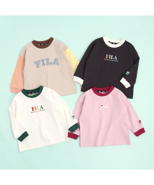FILA（フィラ）の「FILA 4色3柄ロゴTシャツ（Tシャツ/カットソー・キッズ・ピンク/アイボリー/レインボー/チャコール・90/100/110/120/80/130）」の5枚目の写真