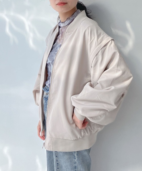 AS KNOW AS plus（アズノゥアズプラス）の「○マルチWAYなMA-1ブルゾン（MA-1・レディース・カーキ/グレイッシュベージュ/ブラック・FREE）」の11枚目の写真