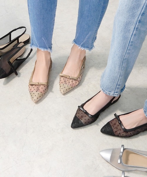 alala（アララ）の「シアーポインテッドリボンパンプス（パンプス・レディース・ブラック/ブラック系その他/ベージュ系その他/シルバー・LL/S/M/L）」の3枚目の写真