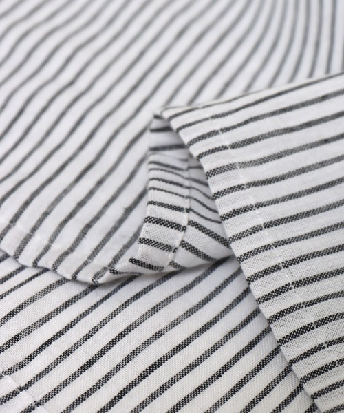 libelle more（リベル モア）の「《吸水速乾・UVカット・抗菌防臭》フレンチリネン　ストライプキーネックワンピース（シャツワンピース・レディース・ラベンダー/ミント/ブルー/ブラック・M/L）」の20枚目の写真