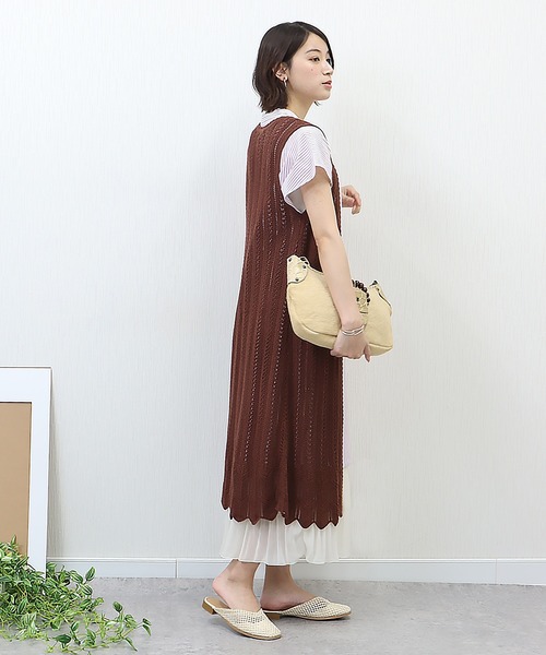 libelle more（リベル モア）の「《吸水速乾・UVカット・抗菌防臭》フレンチリネン　ストライプキーネックワンピース（シャツワンピース・レディース・ラベンダー/ミント/ブルー/ブラック・M/L）」の18枚目の写真