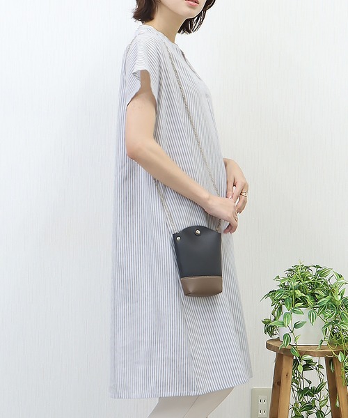 libelle more（リベル モア）の「《吸水速乾・UVカット・抗菌防臭》フレンチリネン　ストライプキーネックワンピース（シャツワンピース・レディース・ラベンダー/ミント/ブルー/ブラック・M/L）」の19枚目の写真