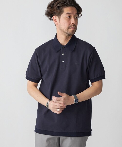 【SHIPS別注】LACOSTE: クラシック ニットリブ ポロシャツ