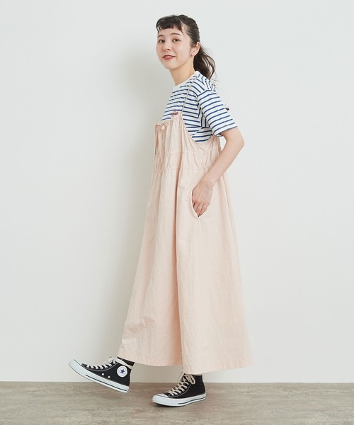 l'atelier du savon（アトリエドサボン）の「リボンでくしゅくしゅ　ドロストワンピース（ワンピース・レディース・ブラック/ホワイト/ピンク・FREE）」の6枚目の写真