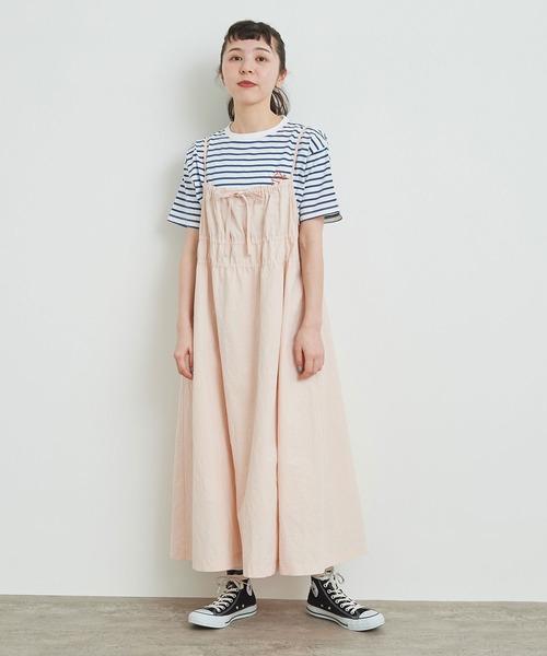 l'atelier du savon（アトリエドサボン）の「リボンでくしゅくしゅ　ドロストワンピース（ワンピース・レディース・ブラック/ホワイト/ピンク・FREE）」の4枚目の写真