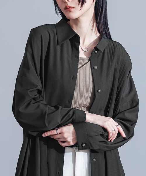 kOhAKU(コハク)の「アシメピンタックシャツワンピース(シャツワンピース・レディース・グレー/ブラック・FREE)」の18枚目の写真