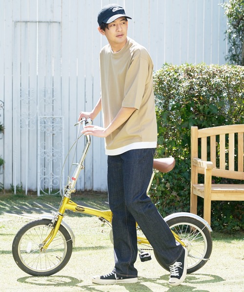 UNIIT（ユニット）の「汗染みの目立ちにくいTシャツ ZEROSTAIN ゼロステイン　撥水性　UVカット フェイクレイヤード ビッグシルエット Tシャツ（Tシャツ/カットソー・メンズ・ブルー/オリーブ/ホワイト/ダークブルー/チャコールグレー/ベージュ/ブラック・X-LARGE/LARGE/MEDIUM）」の14枚目の写真