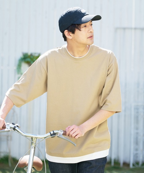 UNIIT（ユニット）の「汗染みの目立ちにくいTシャツ ZEROSTAIN ゼロステイン　撥水性　UVカット フェイクレイヤード ビッグシルエット Tシャツ（Tシャツ/カットソー・メンズ・ブルー/オリーブ/ホワイト/ダークブルー/チャコールグレー/ベージュ/ブラック・X-LARGE/LARGE/MEDIUM）」の20枚目の写真