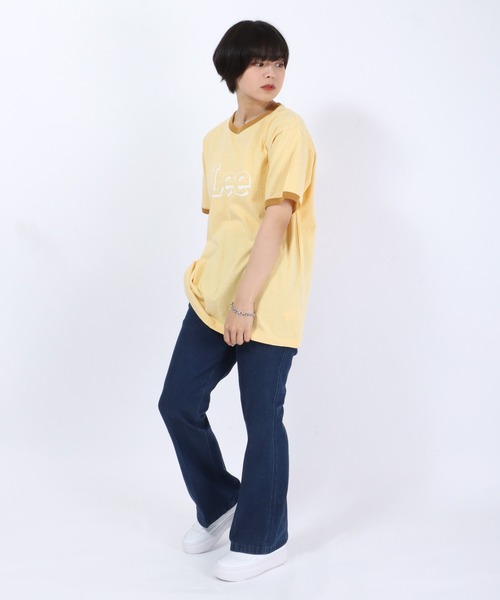 セール】Lee（リー）ブランドロゴプリント 半袖リンガーTシャツ