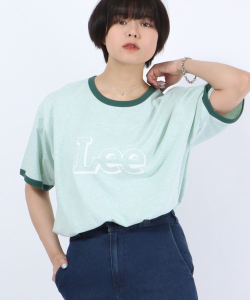 セール】Lee（リー）ブランドロゴプリント 半袖リンガーTシャツ