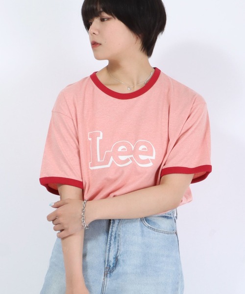 セール】Lee（リー）ブランドロゴプリント 半袖リンガーTシャツ