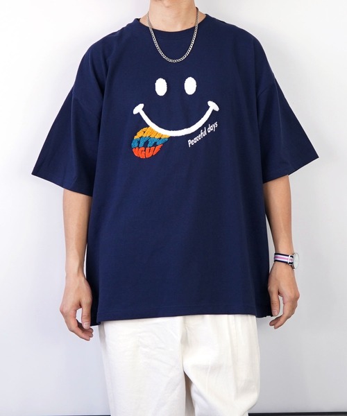 SMILEY FACE(スマイリーフェイス)の「SMILEY FACE サガラ刺繍Tシャツ(Tシャツ/カットソー・レディース・イエロー/インディゴブルー/ホワイト/ブラック・M/L/LL)」の15枚目の写真