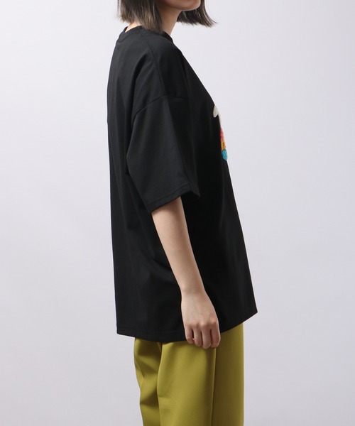 SMILEY FACE(スマイリーフェイス)の「SMILEY FACE サガラ刺繍Tシャツ(Tシャツ/カットソー・レディース・イエロー/インディゴブルー/ホワイト/ブラック・M/L/LL)」の11枚目の写真