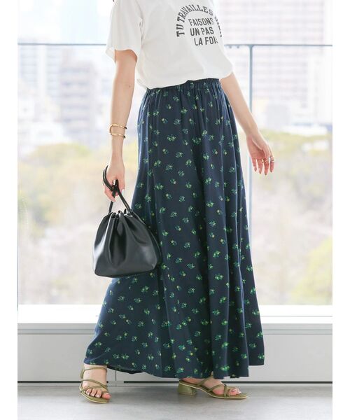 AMERICAN HOLIC（アメリカンホリック）の「サラックールギャザーフレアスカート（スカート・レディース・その他14/グレイッシュベージュ/ブラック/グリーン/ブルー系その他・M/L）」の7枚目の写真