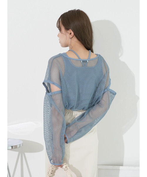 earth music&ecology(アースミュージックアンドエコロジー)の「SET2点メッシュプルオーバー+タンクトップ(Tシャツ/カットソー・レディース・ブルー/ブラック/アイボリー・FREE)」の20枚目の写真