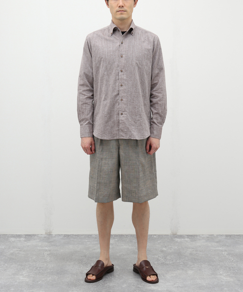 Cale C231F01P02 ウールリネンシルクチェック ショーツ グレー サイズ：4 (中目黒店) Cale　ウール リネン シルクチェックパンツ