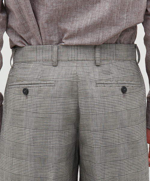 Cale C231F01P02 ウールリネンシルクチェック ショーツ グレー サイズ：4 (中目黒店) Cale　ウール リネン シルクチェックパンツ