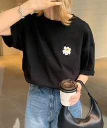イラストバックプリント / ワンポイント刺繍ロゴ ビッグシルエット半袖Tシャツ カットソー ユニセックス【Confirm】