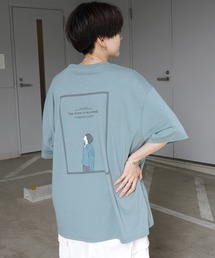 イラストバックプリント / ワンポイント刺繍ロゴ ビッグシルエット半袖Tシャツ カットソー ユニセックス【Confirm】