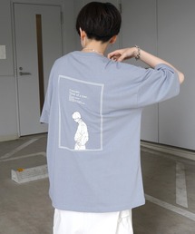 イラストバックプリント / ワンポイント刺繍ロゴ ビッグシルエット半袖Tシャツ カットソー ユニセックス【Confirm】