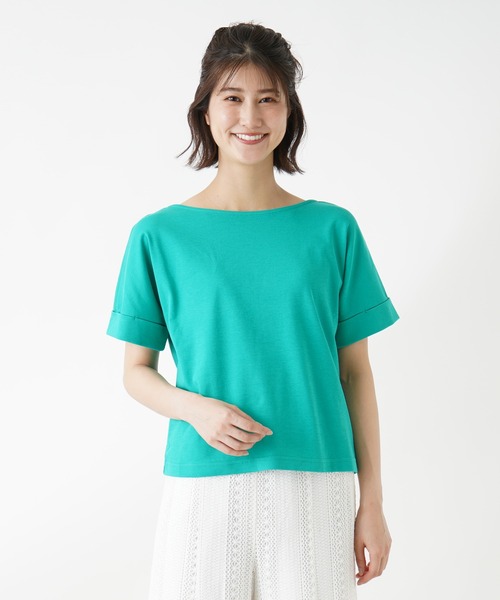 Brahmin(ブラーミン)の「【BRAHMIN】ボートネックカットソー(Tシャツ/カットソー・レディース・オフホワイト/チャコール/グリーン・2)」の1枚目の写真