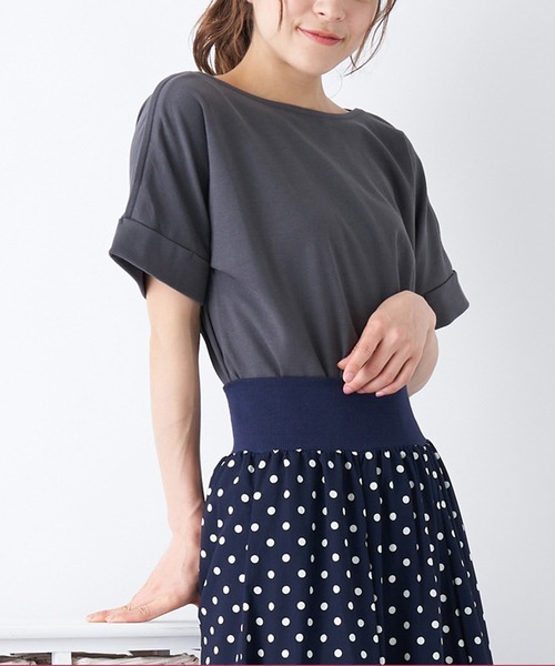 Brahmin(ブラーミン)の「【BRAHMIN】ボートネックカットソー(Tシャツ/カットソー・レディース・オフホワイト/チャコール/グリーン・2)」の3枚目の写真