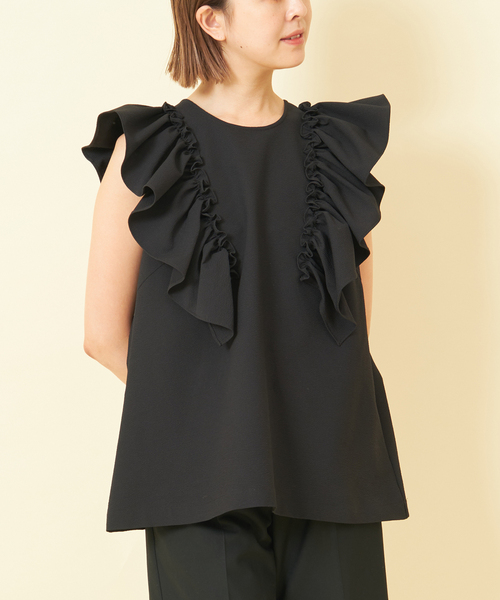 U by SPICK&SPAN(ユーバイスピックアンドスパン)の「フリルノースリブラウス(シャツ/ブラウス・レディース・ブルー/ホワイト/ブラック・FREE)」の19枚目の写真