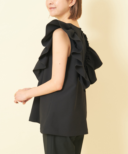 U by SPICK&SPAN(ユーバイスピックアンドスパン)の「フリルノースリブラウス(シャツ/ブラウス・レディース・ブルー/ホワイト/ブラック・FREE)」の18枚目の写真