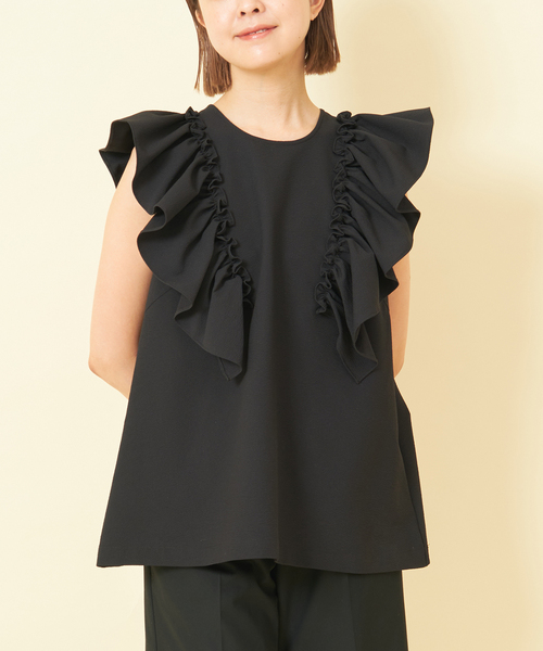 U by SPICK&SPAN(ユーバイスピックアンドスパン)の「フリルノースリブラウス(シャツ/ブラウス・レディース・ブルー/ホワイト/ブラック・FREE)」の16枚目の写真