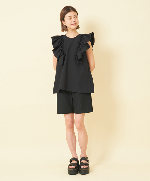 U by SPICK&SPAN(ユーバイスピックアンドスパン)の「フリルノースリブラウス(シャツ/ブラウス・レディース・ブルー/ホワイト/ブラック・FREE)」の14枚目の写真