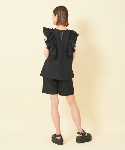 U by SPICK&SPAN(ユーバイスピックアンドスパン)の「フリルノースリブラウス(シャツ/ブラウス・レディース・ブルー/ホワイト/ブラック・FREE)」の12枚目の写真