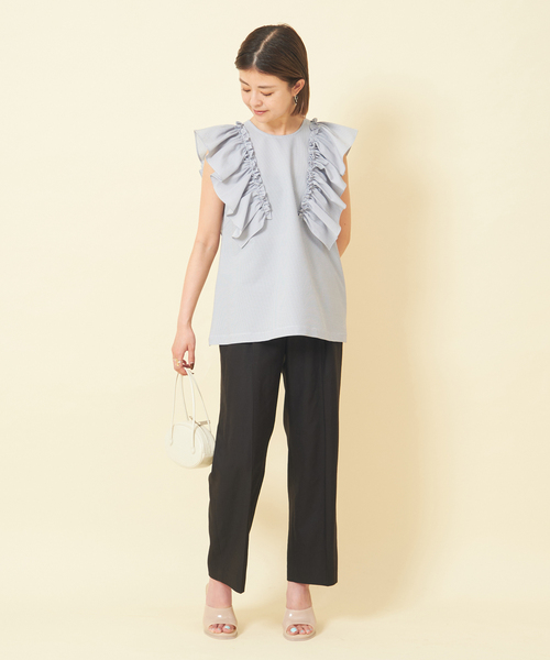 U by SPICK&SPAN(ユーバイスピックアンドスパン)の「フリルノースリブラウス(シャツ/ブラウス・レディース・ブルー/ホワイト/ブラック・FREE)」の22枚目の写真