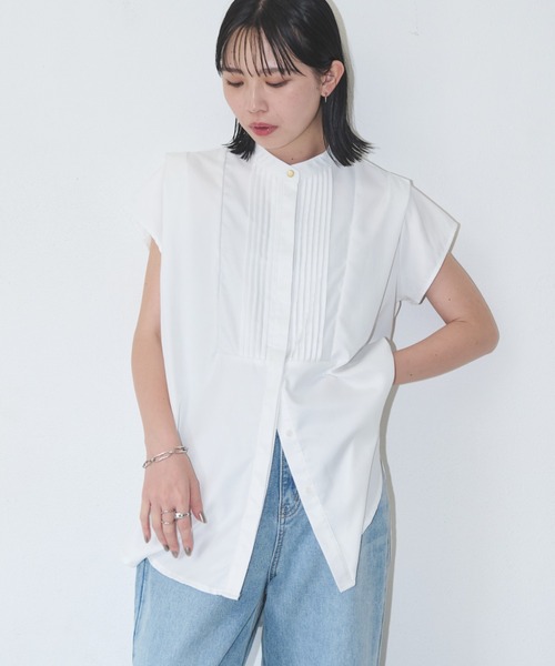 Aunt Marie's(アントマリーズ)の「ショルダータックフレンチスリーブブラウス(シャツ/ブラウス・レディース・ホワイト/ブラック/ブルー・FREE)」の4枚目の写真